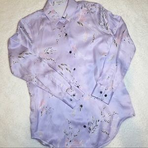 Light Purple Floral Womens Button Down